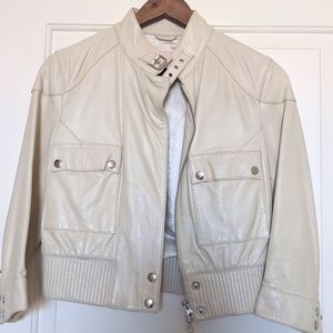 Kenna T cropped leather bomber jacket  size S